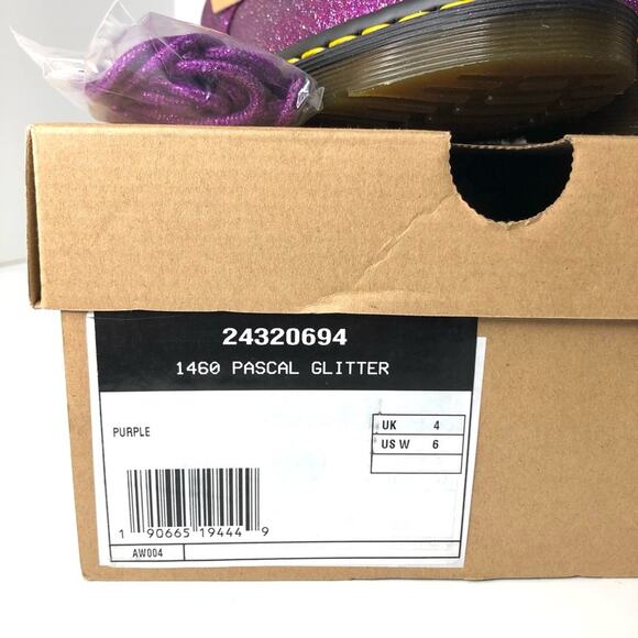 NIB Dr Martens Purple Glitter 1460 Pascal Ankle Boots Women’s 6 Shoes - Picture 13 of 13